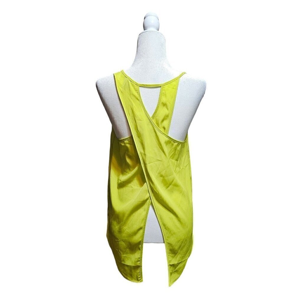 asos lime green tank spaghetti strap top flowy open back blouse size 8